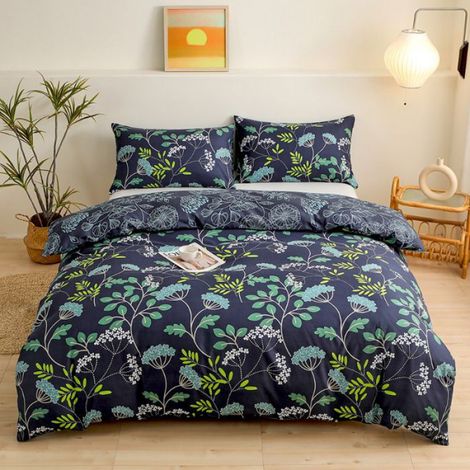 Housse De Couette - 200x200 Cm - Microfibre - Imprimé Fleuri - Pour Enfants Filles - Ensemble 3 Pièces