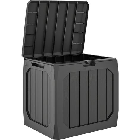 Garten-Aufbewahrungsbox 121 L aus schwarzem Kunststoff mit Griffen (1/4)
