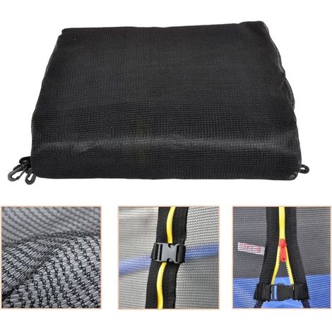 Filet de sécurité de remplacement pour trampoline et protection à ressort. 12 pieds – 8 poteaux – 3.66 m de diamètre (1/4)