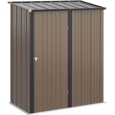 Gartenhaus aus Wellblech, 160 x 95 cm, braun, Geräteschuppen mit einfacher Montage, wetterfestes Stahlblech, ideal für kleine Gartengeräte