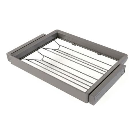 EMUCA Kit tiroir à chaussures et rack ajustable Quartz pour armoires - glissières extension totale et à fermeture douce - Module 70cm - Finition Titane