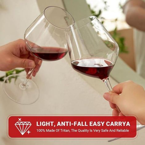 Incassable Verres à vin Rouge, 550ml Verres à Pied, 100% Tritan-Plastique Gobelets Verres, Verres à V VERRE A EAU AVEC OU SANS PIED (1/5)