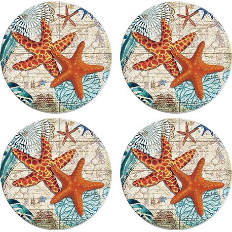 Dessous de verre en céramique absorbants avec base en liège, ensemble de dessous de verre en pierre pour table en bois, idéal pour la décoration de la maison et de la salle à manger, CH120101