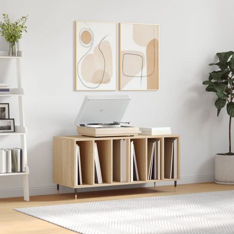 Armoire à disques Bibliothèque Meuble à disques chêne sonoma 100x38x48 cm bois d'ingénierie RTJEX489099 MaisonChic (1/5)