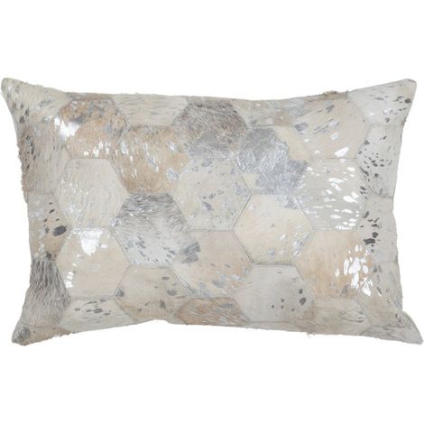 Cuscino decorativo Spark in pelle grigio e argento (1/3)