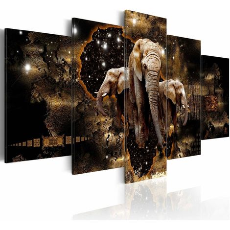 Tableau éléphants bruns - 200 x 100 cm (1/4)