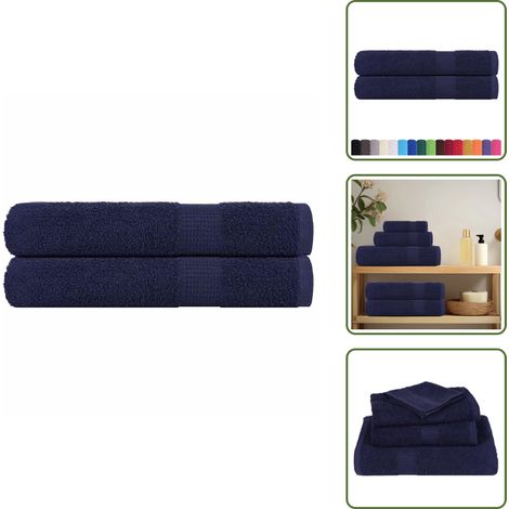 vidaXL Handtücher 2 Stk. Marineblau 100x200 cm 360 g/m² 100% Baumwolle (1/5)