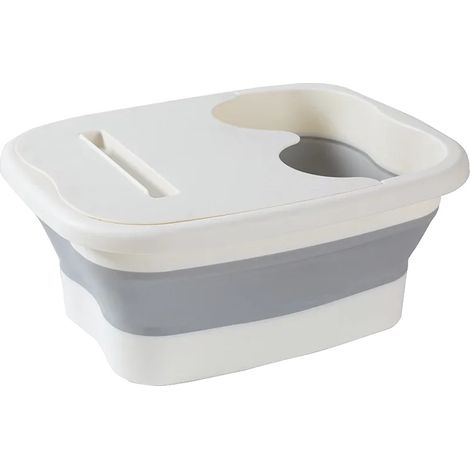Baño de pies, diseño plegable, función de masaje, tapa blanca. (1/2)