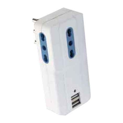 ADATTATORE 3 VIE + USB  CARDINALE spina 16A - 3 prese 10/16A