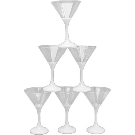 Lot de 6 verres à martini lumineux LED clignotants en plastique (210 ml), verres à cocktail LED avec pied, accessoire de fête lumineux. (1/5)