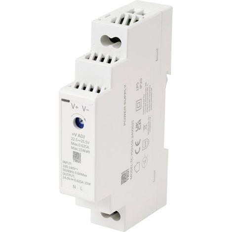 TRU COMPONENTS TC-13713364 Alimentatore per guida DIN Consumo (standby) 0.3 W 24 V/DC 0.625 A 15 W Num. uscite:1 x Cont (1/5)