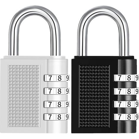 serrure à combinaison cadenas résistant aux intempéries de cave 4 chiffres bagages 2 pièces (1/5)