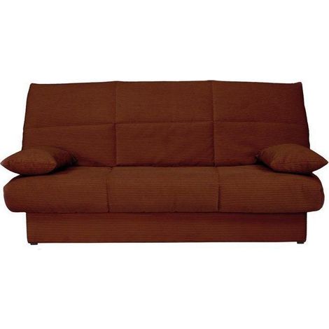 Banquette clic-clac - 3 places - Avec coussins - Tissu Terracotta -190 x 90 x 92 cm - CLEM