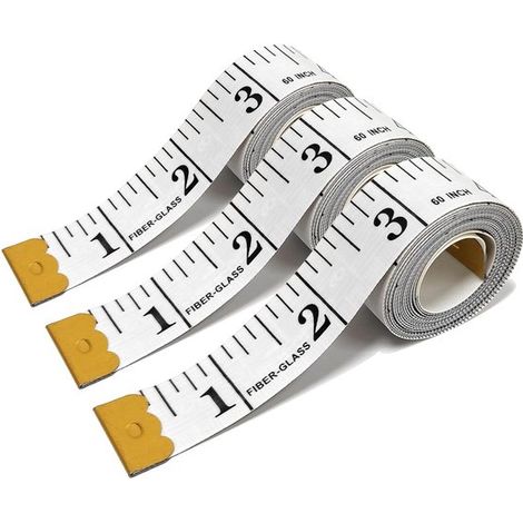 Set di 3 metri flessibili, metro a nastro tessile a doppia scala, righello flessibile da 60 pollici/150 cm, bianco. (1/5)