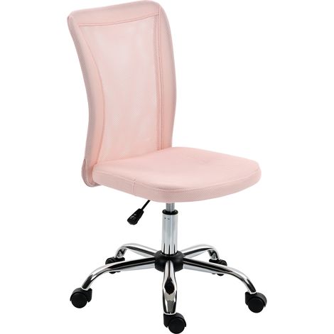 Vinsetto Sedia per Scrivania Ergonomica Senza Braccioli in Tessuto a Rete, Rosa (1/5)