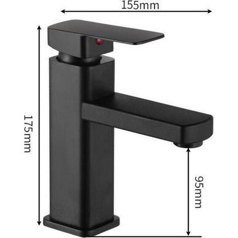 Robinet de salle de bain Eau chaude-froide disponible Robinet de bassin Noir Surface en cuivre durable Robinet de lavage des mains Pull Out Pratique pour nettoyer ou remplacer. (1/4)
