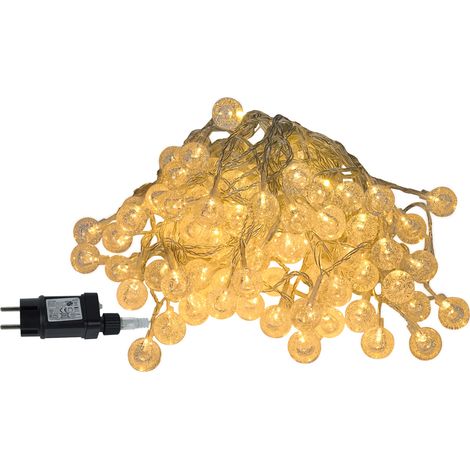 AUFUN Chaîne Lumineuse Boule de Cristal Blanc Chaud (20m cordon transparent) (1/5)