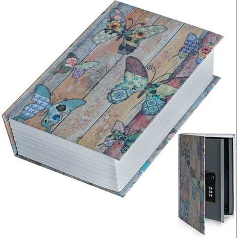 Coffre-fort Portable avec Serrure à Code 18x11.5x5.5cm Coffre-fort Dictionnaire Coffre-Fort de Livre avec Serrure à Combinaison Argent Bijoux Documents Objets de Valeur (1/5)