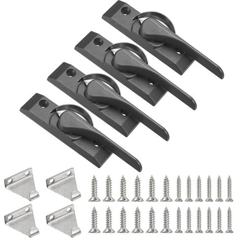 Verrous De Fenêtre Coulissante 3.4 x 0.9", 4Pcs Verrous À Came Coulissants Pour Ouverture À Droite Et Pièce De Remplacement Pour Chambres Salles De Bain Fenêtres, Gris