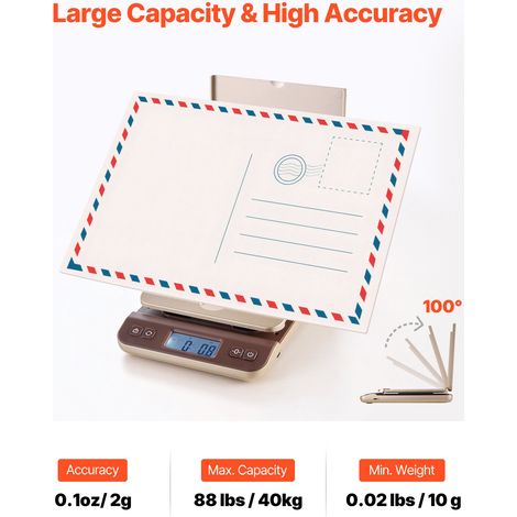 Balance Postale Numérique 40 kg Pèse-colis de Haute Précision 2 g avec Fonction de Maintien Tare Arrêt Automatique Étalonnage Suppo… (1/5)