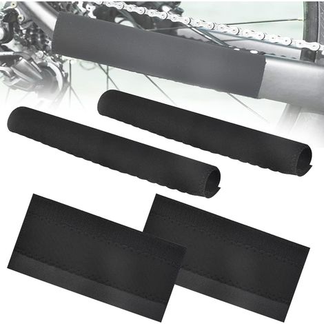 4 protectores de cuadro de bicicleta, pegatinas negras para cadena de vaina, para evitar arañazos y oxidación (22 x 10,5 cm).