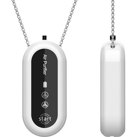 Purificateur d'air portable, mini ioniseur négatif portable à porter comme un collier, rechargeable pour une utilisation en extérieur, en voyage, en voiture et à la maison (noir) (1/5)
