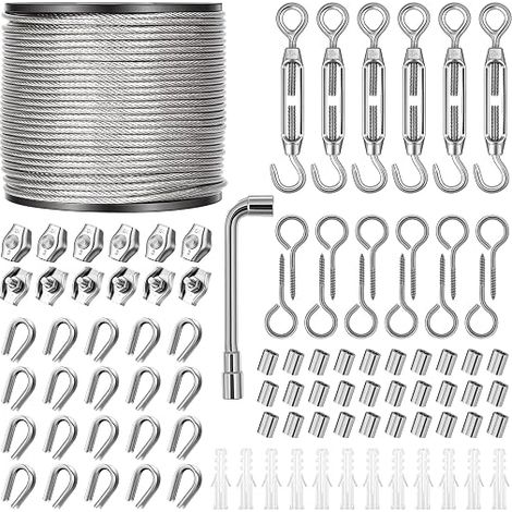 Câble métallique 60m/2mm, Corde en Acier Inoxydable à Suspendre Kit (1/5)