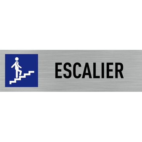 Pictogramme ESCALIER (Q0212).- Adhésif aspect aluminium brossé - (1/5)