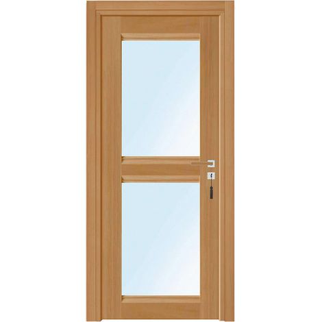 Bloc-porte pose fin de chantier collection PREMIUM Classic 2 carreaux, H.204 x l.83 cm, aspect chêne naturel, réversible  - Reivilo