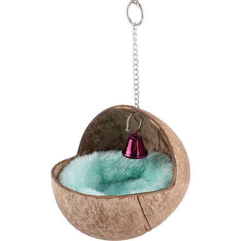 Nido de cría para pájaros, jaula cama y nido de incubación de cáscara de coco natural con estera - Crezuo