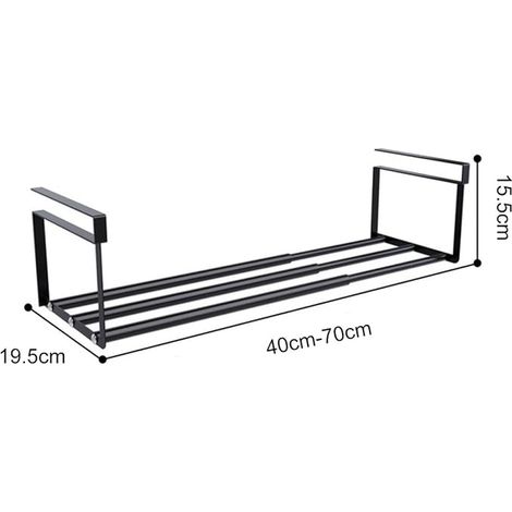 Support Rangement Chaussures Extensible 40-70cm, Organisateur de Placard et Meuble Ajustable, pour Entrée, Penderie Vêtements - Noir (1/2)