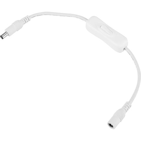 Lot de 5 connecteurs d'alimentation CC de 28,5 cm avec interrupteur marche/arrêt pour rubans LED blancs (1/5)