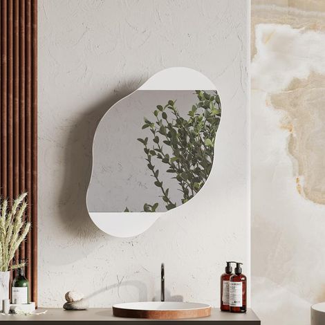 Specchio da Bagno con Armadietto Nuvola 60x13x75 cm in Melamina Bianco (1/4)