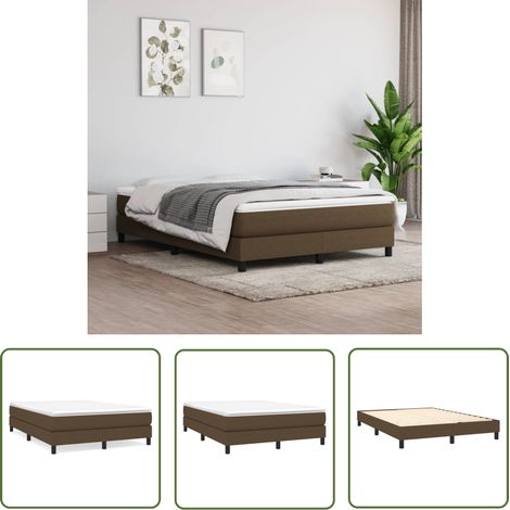 The Living Store Bettgestell ohne Matratze Dunkelbraun 140x200 cm Stoff - Betten Gestell - Doppelbett - Holzrahmen - Lattenrost - Stoffbettwäsche (1/5)