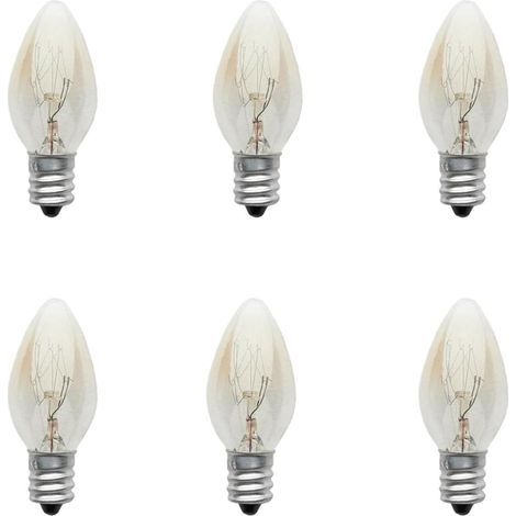 6er-Pack E12-Glühlampen, kleiner Schraubsockel, Wolfram, 10 W, 2700 K, für Himalaya-Salzlampen (1/5)