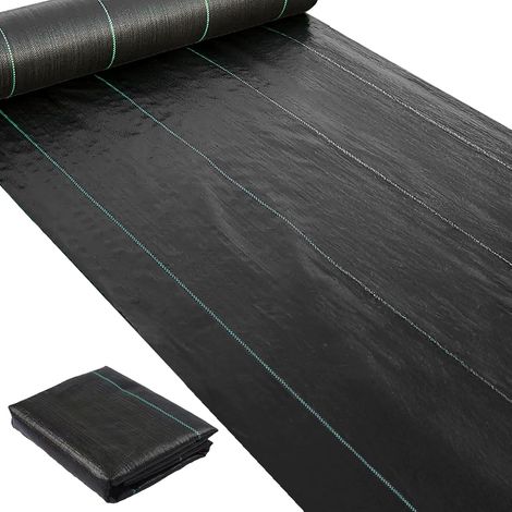 Weed Barrier Tissu de Paysage très résistant, 1 x 16 m, géotextile Bloc de Plantation, contrôle de l'érosion du Sol et stabilisé aux UV (1, Noir) (1/5)