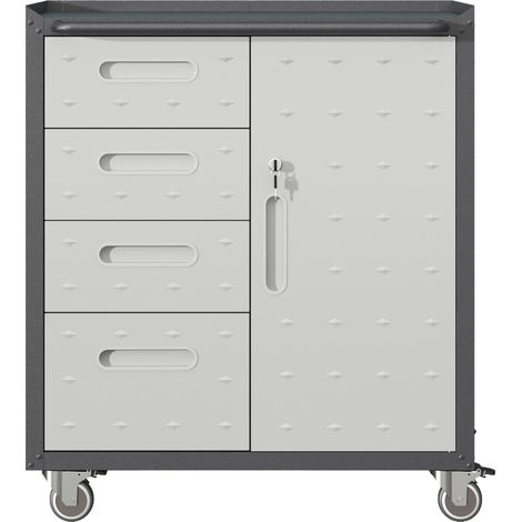 Armadio portautensili in metallo con ruote 75 x 42 x 87,9 cm nero e grigio MODENUIT (1/5)
