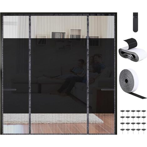 Magnetisches Tür-Moskitonetz 170 x 212 cm, Sicht- und Mückenschutz, Moskitonetz für Terrassentüren aus Polyester, kein Bohren erforderlich (1/5)