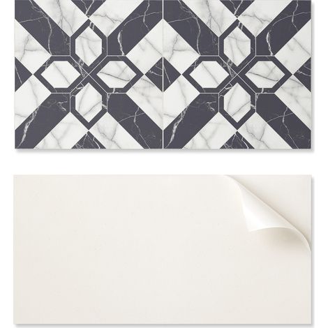Suelo vin铆lico autoadhesivo con gr谩ficos para cocina, 100x50 cm, estampado geom茅trico de m谩rmol.