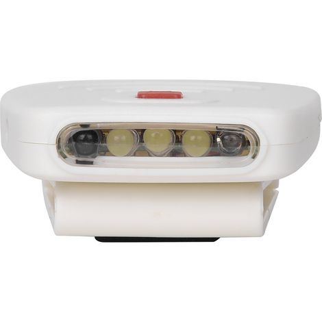 Weiße, wiederaufladbare LED-Stirnlampe aus Kunststoff mit USB-Ladefunktion und Induktionsbeleuchtung für Nachtangeln, inklusive Clip für Kappe und Hut. (1/5)