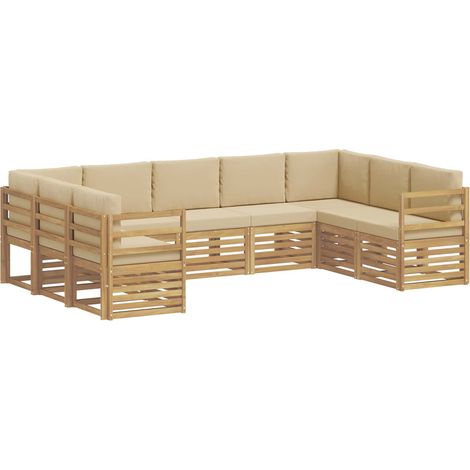 Sectional Sofa Set 9 pcs White and Beige 304 x 185.5 x 73 cm vidaXL (1/5)