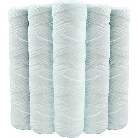 Ensemble de 5 cartouches filtrantes spiralées anti-sédiments de 23 cm (9 pouces), 3/4 à 20 microns. Compatibles avec les filtres de 25 cm (10 pouces). (1/3)