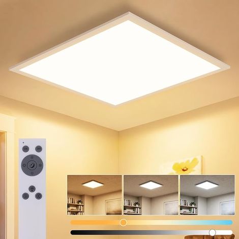 GBLY LED-Deckenleuchte Flache Deckenleuchte 13.5 W Stufenloses Dimmen [Energieeffizienzklasse A] 2940 Lumen Küchenbeleuchtung mit Fernbedienung Quadratisches LED-Deckenpanel Weiße Deckenleuchte Geeign (1/5)