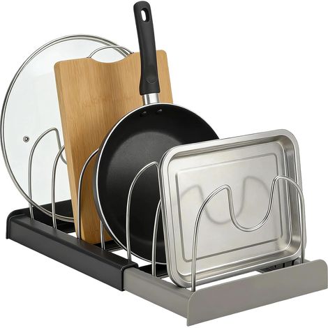 Porte Couvercle Extensible Pour Tiroir Cuisine, Rangement Couvercle Casserole Avec 7 SéParateurs Amovibles, Range Casserole Tiroir Cuisine Pour PoêLes, Couvercles et Assiettes (1/5)