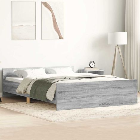 Estructura de cama con cabecero piecero gris Sonoma 120x190 cm vidaXL (1/5)