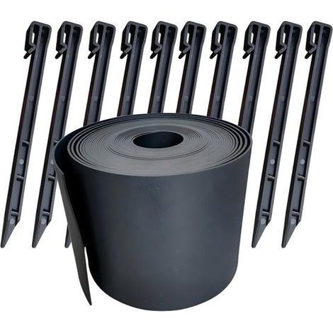 Gartenzaun – 12 cm x 10 m – inklusive 10 Befestigungsstiften – Trennleiste – Wurzelsperre – Einfassung – Trennung zwischen Rasen und Steinen (1/5)