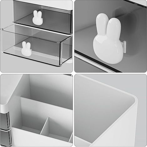 Organisateur Maquillage Rangement Maquillage avec 2 tiroirs, Convient pour Le Meuble de Salle de Bain, la Chambre à Coucher, étanche à l'eau et à la poussière (1/5)