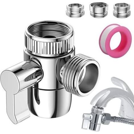1PCS Valve Inverseur de Douche 3 Voies Vanne Aiguillage de Douchette Robinet d'arrêt pour Cuisine ou Salle de Bain avec Robinet Adaptateur M22-M24, M22-G1/2” (1/4)
