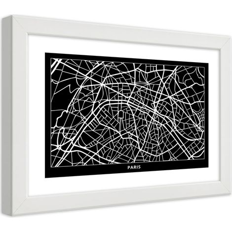 Quadro con cornice, Pianta della città Parigi - 100x70 (1/5)