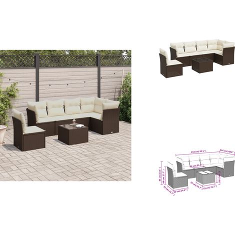 6-tlg. Garten-Sofagarnitur mit Kissen Braun Poly Rattan - Gartensortiment - Gartenmöbelset - Rattan Möbel - Lounge Set - Gartenlounge (1/3)
